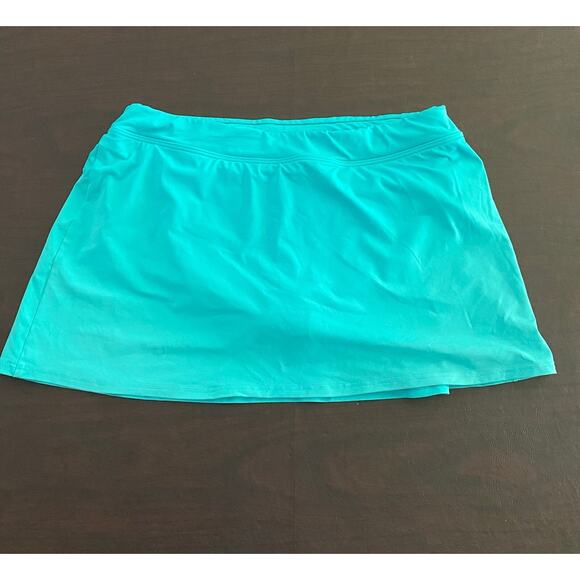 Land's End Women's Petite‎ Tummy Control Swim Skirt Turquoise Blue Size 10P - Picture 1 of 7